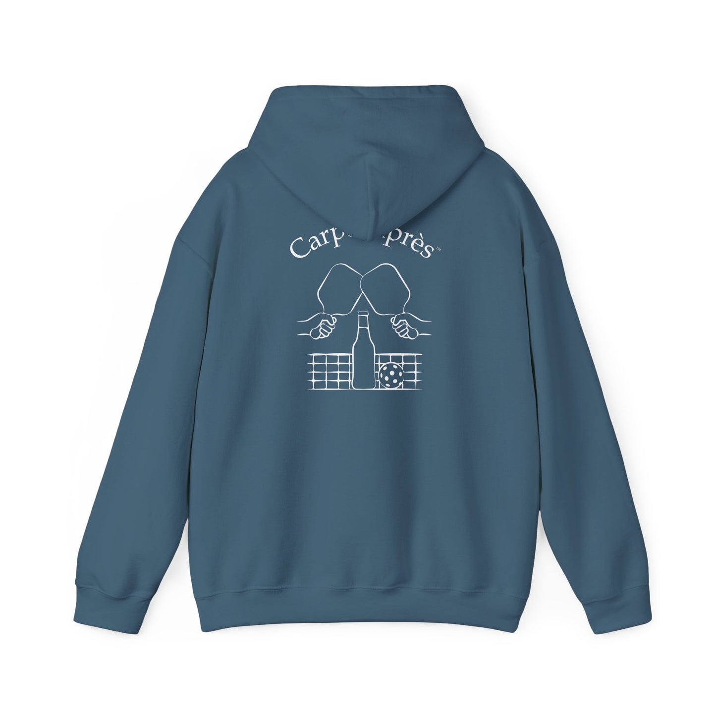 Carpe Après - Pickleball - Hoodie (Small graphic on front, large graphic on back)