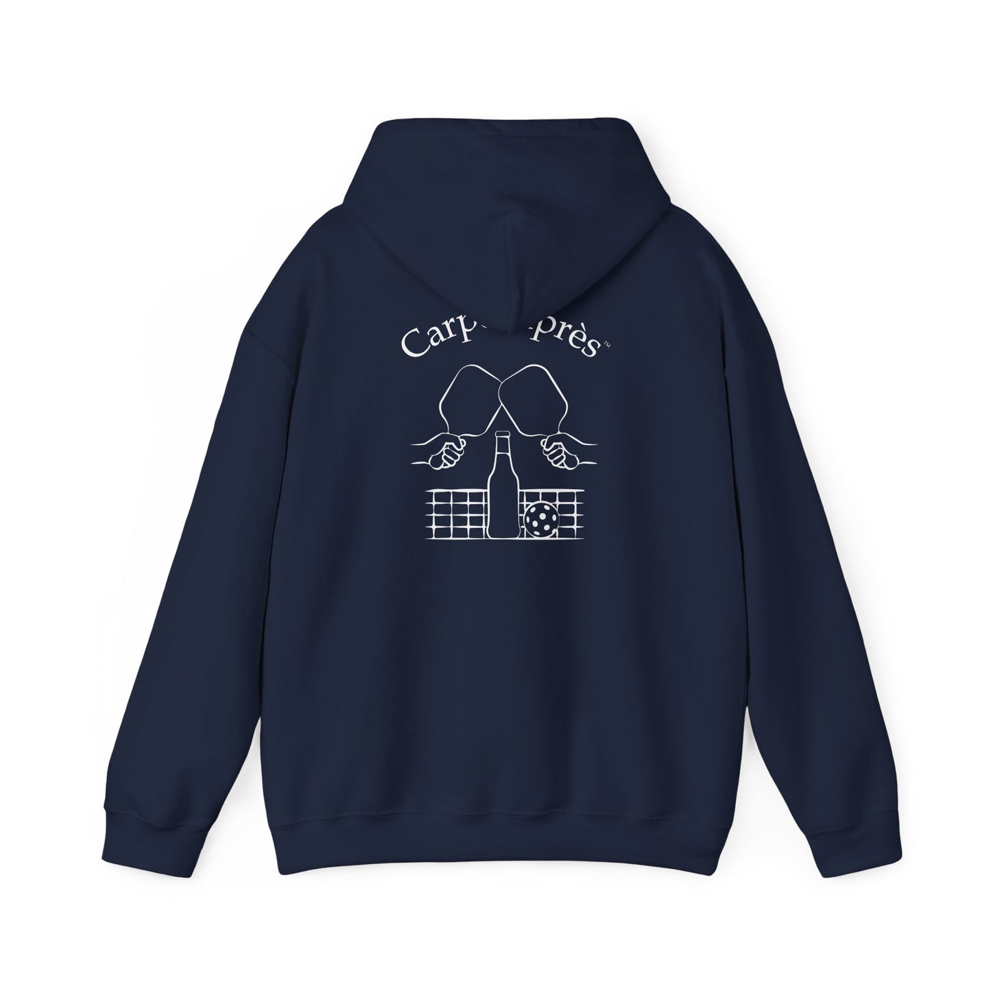 Carpe Après - Pickleball - Hoodie (Small graphic on front, large graphic on back)