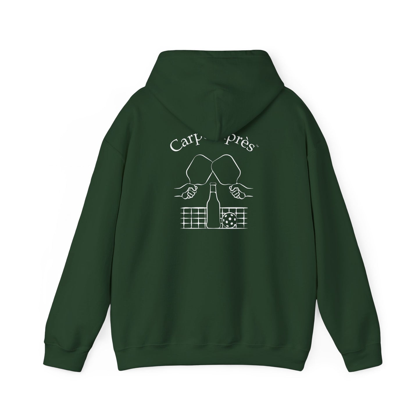 Carpe Après - Pickleball - Hoodie (Small graphic on front, large graphic on back)